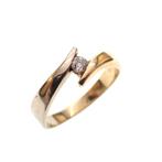 Bicolor gouden ring met diamant 0,14 ct. (witgoud, geelgoud), Sieraden, Tassen en Uiterlijk, Ringen, 18 tot 19, Gebruikt, Overige kleuren