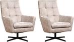 Lichtgrijze leren moderne draaifauteuils - Kenia Leer Light, Huis en Inrichting, Fauteuils, Nieuw, Ophalen of Verzenden, 75 tot 100 cm