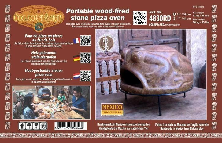SOL-Y-YO Mexicaanse Houtgestookte Stenen Pizzaoven Kikker, Tuin en Terras, Pizzaovens, Nieuw, Ophalen of Verzenden