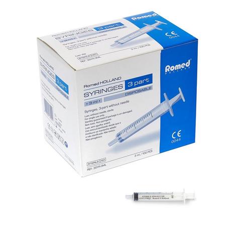 Romed 3-delige spuiten, 3ml - injectiespuit - 3SYR-3ML - 3ml, Diversen, Verpleegmiddelen, Nieuw, Verzenden