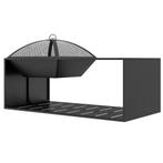 TRUUSK Vuurkorf met Vonkenscherm en Pook - Opbergvak - Ideaa, Tuin en Terras, Tuintafels, Verzenden, Nieuw