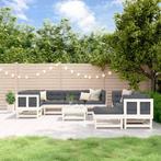 vidaXL 10-delige Loungeset met kussens massief hout wit, Tuin en Terras, Tuinsets en Loungesets, Verzenden, Meer dan 8 zitplaatsen