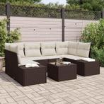 vidaXL Tuin Sofa Set 7 pcs Bruin Poly riet, Verzenden, Nieuw, Rotan