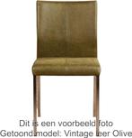 Set van 4 Cognac leren moderne eetkamerstoelen - poot vierka, Huis en Inrichting, Nieuw, Vier, Modern, Leer