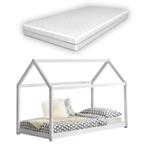 Kinderbed Netstal renen huisbed met matras 70x140 cm wit, Nieuw, Verzenden