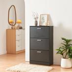 Schoenenkast Sykkylven 3 kleppen zwart 103x60x24 cm [en.casa, Verzenden, Nieuw