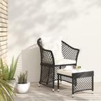 vidaXL 2-delige Loungeset met kussens poly rattan zwart, Tuin en Terras, Verzenden, Nieuw, Rotan, Loungeset