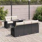 vidaXL 6-delige Loungeset met kussens poly rattan zwart, Tuin en Terras, Verzenden, Nieuw, Rotan, Loungeset