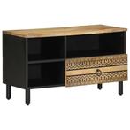 vidaXL Tv-meubel 80x33,5x46 cm massief ruw mangohout zwart, Huis en Inrichting, Woonaccessoires | Cd- en Dvd-rekken, Verzenden