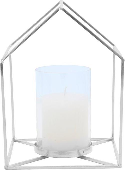 Candle holder House metal white, Huis en Inrichting, Woonaccessoires | Overige, Verzenden