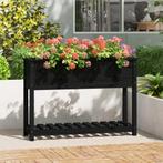 vidaXL Plantenbak met schap 111,5x34,5x81 cm massief, Verzenden, Nieuw, Hout, 60 cm of meer