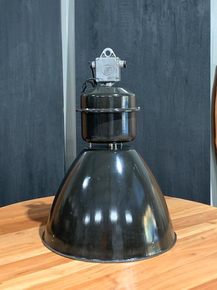 Industriële hanglamp emaille, Huis en Inrichting, Lampen | Hanglampen, Zo goed als nieuw, Metaal, Overige materialen, 75 cm of meer