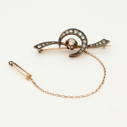 Broche - 14 karaat Geel goud Diamant (Natuurlijk), Sieraden, Tassen en Uiterlijk, Antieke sieraden