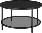 Salontafel - glazen tafelblad - diameter 65 cm - marmerlook, Huis en Inrichting, Tafels | Salontafels, Verzenden, Nieuw