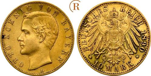 10 Mark goud 1890 D Kaiserreich: Bayern: Otto, 1886-1913:, Postzegels en Munten, Munten | Europa | Niet-Euromunten, Verzenden
