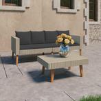 vidaXL 2-delige Loungeset met kussens poly rattan beige, Tuin en Terras, Verzenden, Nieuw, Textileen, Loungeset