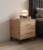 Meubella Nachtkastje eiken 48x40x52 cm | 2 lades, Verzenden, Nieuw