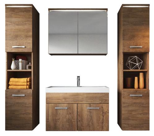Badkamermeubel Set Paso XL 80 x 40 cm Bruin Eiken Badmeubel, Huis en Inrichting, Badkamer | Badkamermeubels, Nieuw, Wastafelkast