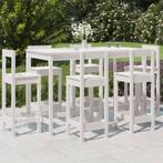 vidaXL 7-delige Barset massief grenenhout wit, Tuin en Terras, Verzenden, Nieuw, 7 zitplaatsen