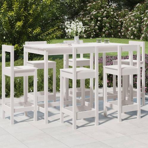 vidaXL 7-delige Barset massief grenenhout wit, Tuin en Terras, Tuinsets en Loungesets, Nieuw, 7 zitplaatsen, Verzenden