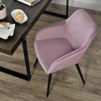 Loungestoel / Eetkamerstoel Tarje - 2-Delig - Roze - Velvet, Huis en Inrichting, Stoelen, Verzenden, Nieuw