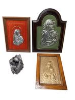 sculptuur, 4 icone religiose - madre di dio - madonna della