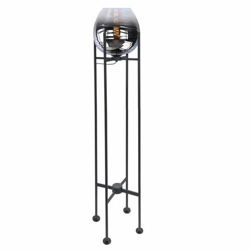 Highlight vloerlamp incl. 32cm Semi Smoked Zwart E27 140 cm, Huis en Inrichting, Lampen | Vloerlampen, Metaal, Ophalen of Verzenden