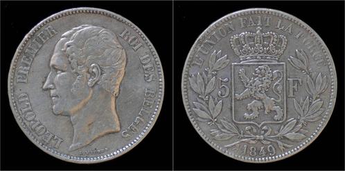 Belgium Leopold I 5 frank 1849 zilver, Postzegels en Munten, Munten | Europa | Niet-Euromunten, Verzenden