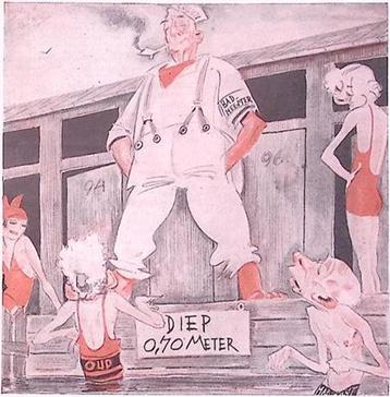 Nederlandse politici bij het zwembad op spotprent (Lithos) beschikbaar voor biedingen