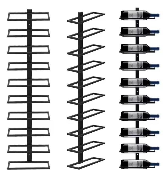 Zwart Metalen Wandwijnrek – Wijnrek Wandhouder voor 10 Fless, Huis en Inrichting, Woonaccessoires | Wijnrekken, Nieuw, Verzenden
