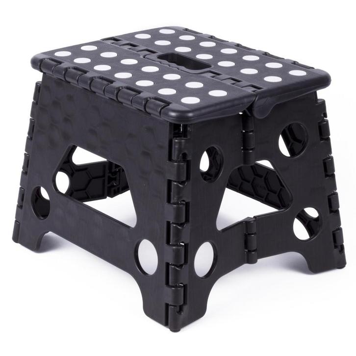 Benson Opvouwbare kruk - zwart met witte stippen - compac..., Caravans en Kamperen, Kampeeraccessoires, Nieuw, Ophalen of Verzenden