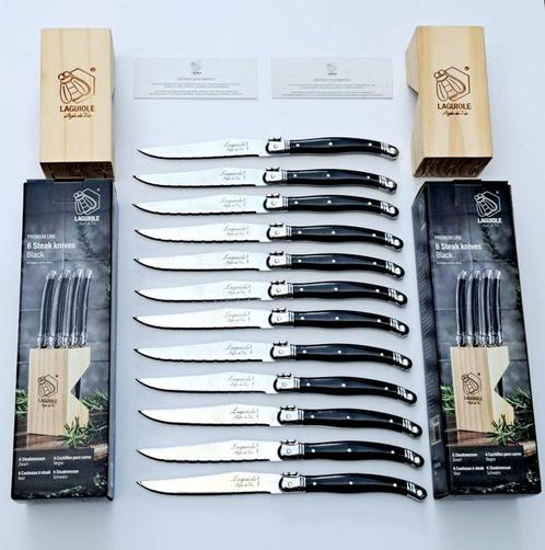 Laguiole - 12x Steak Knives - Black - style de -, Antiek en Kunst, Antiek | Keukenbenodigdheden