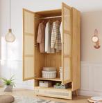 Rotan kledingkast met 2 deuren en kledingroede 90x45x183 cm, Verzenden, Nieuw