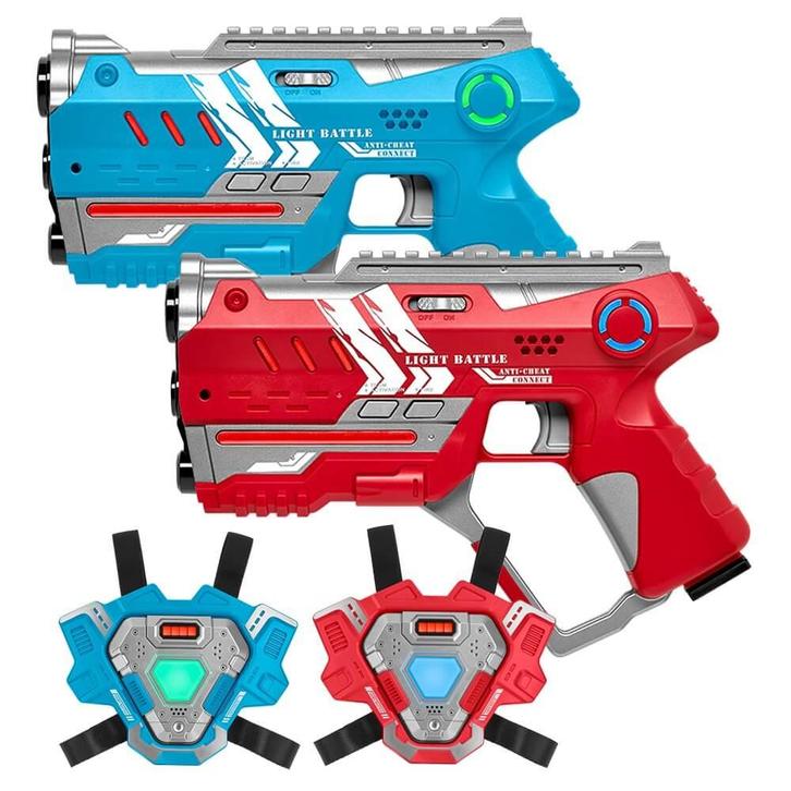 Light Battle Connect Laserguns + 2 Vesten - Rood/Blauw, Kinderen en Baby's, Speelgoed | Buiten | Actiespeelgoed, Nieuw, Ophalen of Verzenden