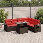 vidaXL 7-delige Loungeset met kussens poly rattan acacia, Verzenden, Nieuw, Rotan, Loungeset
