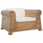vidaXL Fauteuil met kussens natuurlijk rattan, Huis en Inrichting, Fauteuils, Verzenden, Nieuw