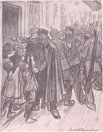 Spotprent Duitse militairen sturen arbeiders naar Duitsla..., Verzenden, Foto of Poster