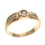 Vintage gouden ring | 0,25 ct. Diamanten (heren ring), 18 tot 19, Gebruikt, Overige kleuren, Ophalen of Verzenden