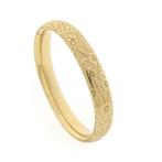 Vintage gouden slavenarmband met gravures; Maat M, Ophalen of Verzenden, Gebruikt, Overige kleuren, Goud