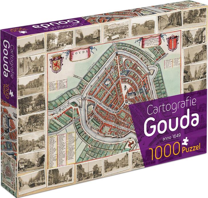 Cartografie Gouda (1000 stukjes) | Tuckers Fun Factory -, Hobby en Vrije tijd, Denksport en Puzzels, Nieuw, Verzenden