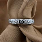 Witgouden pavé ring met diamanten | 0,58 ct., 18 tot 19, Gebruikt, Overige kleuren, Ophalen of Verzenden