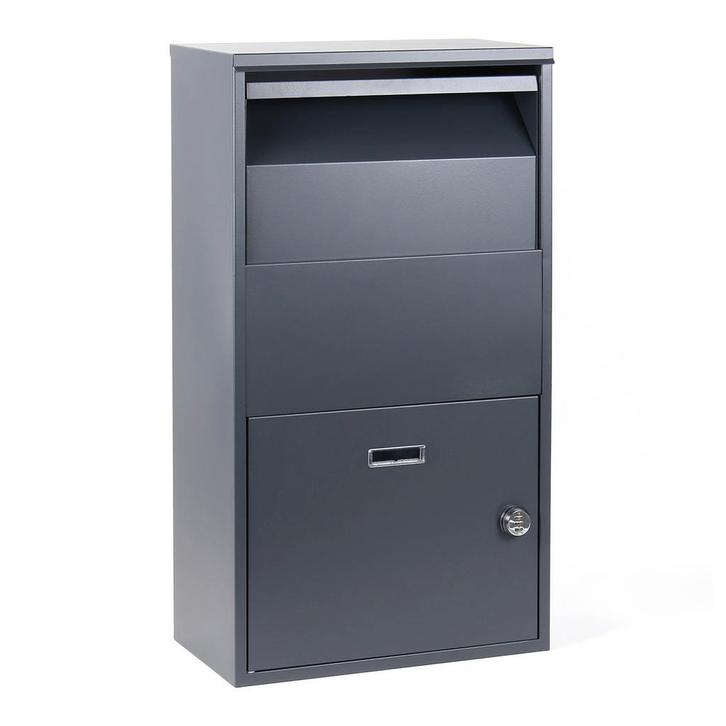 Pakket box grijs - 410 x 220 x 750 mm / Pakket brievenbus, Tuin en Terras, Brievenbussen, Staande brievenbus, Nieuw, Staal, Ophalen of Verzenden