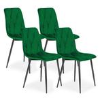 Modern Home Set van 4 Gewatteerde Fluwelen Stoelen Groen -, Ophalen of Verzenden, Nieuw