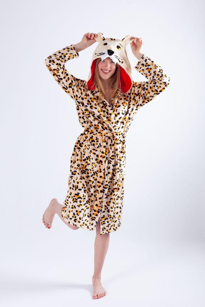 Badjas Luipaard S-M Panterprint Ochtendjas Luipaardprint Dam, Kleding | Dames, Carnavalskleding en Feestkleding, Nieuw, Maat 36 (S)
