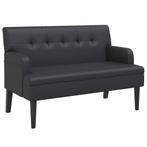 Bankje Zwart Kunstleer - Retourdeal - Zit Comfortabel!, Minder dan 75 cm, Ophalen of Verzenden, Rechte bank, Minder dan 150 cm