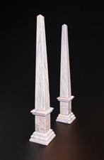 sculptuur, Grande Coppia di Obelischi - 67 cm - Roze marmer