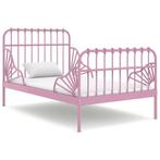 vidaXL Bedframe verlengbaar metaal roze 80x130/200 cm, Verzenden, Nieuw, Eenpersoons, Metaal