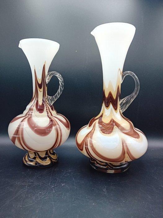 Vaas (2) - Glas - 2 Vazen vintage POP ART, Antiek en Kunst, Curiosa en Brocante