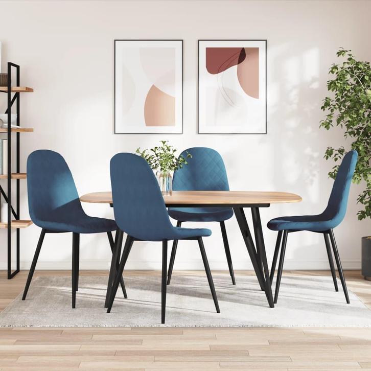 vidaXL Eetkamerstoelen 4 st fluweel blauw, Huis en Inrichting, Stoelen, Blauw, Nieuw, Verzenden