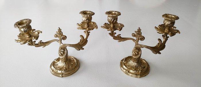 Kaarsenhouder Rocaille Louis XV overgang (2) - Brons, Antiek en Kunst, Curiosa en Brocante